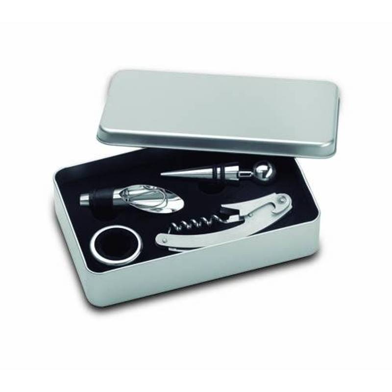 Nevilla Sada pomůcek pro milovníky vína v kovové krabičce Nevilla Sada pomůcek pro milovníky vína v kovové krabičce